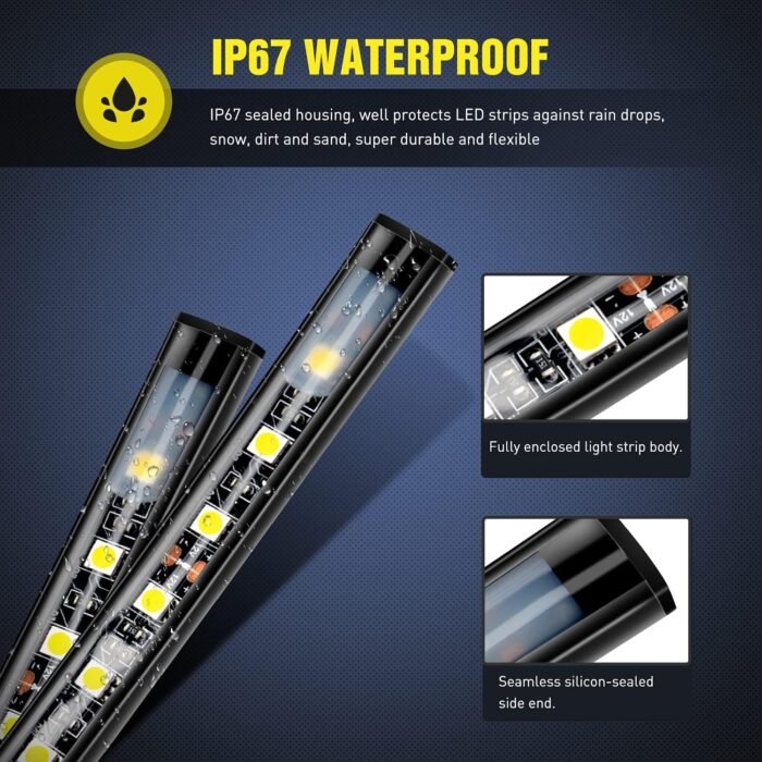 Nilight - TR-05 2PCS 60 Inch 180 LEDs Bed Strip Kit with Waterproof on/Off Switch Blade Fuse 2-Way Splitter Extension Cable for Cargo, Pickup Truck, SUV, RV, Boat , 2 Years Warranty - Image 4