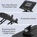 Adjustable Laptop Stand for Desk, Metal Foldable Laptop Riser Holder, Portable Desktop Book Stands, Ventilated Cooling Computer Notebook Stand Compatible with 10-15.6” Laptops - Image 4