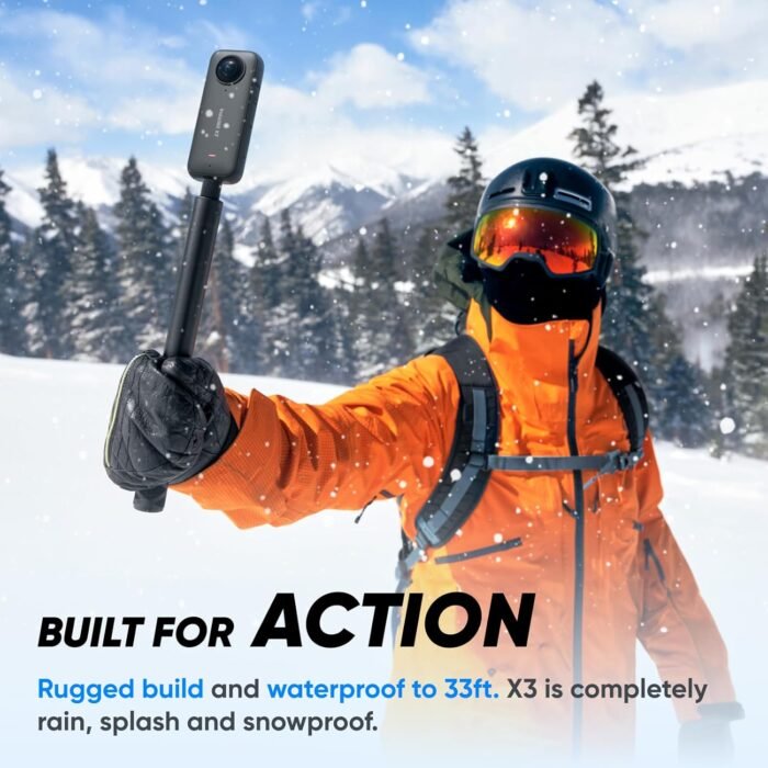 Insta360 X3 Snow Kit (New Version) - 360 Action Camera with 5.7K 360 Active HDR Video, 4K Single-Lens Camera, Waterproof, FlowState Stabilization, 2.29" Touchscreen, AI Editing, Wintersports - Image 10