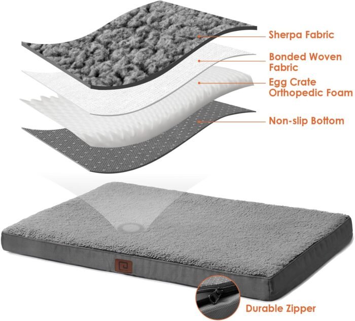 EHEYCIGA Orthopedic XL Dog Beds for Extra Large Dogs with Removable Washable Cover for Crate, Grey, 41x27 - Image 4