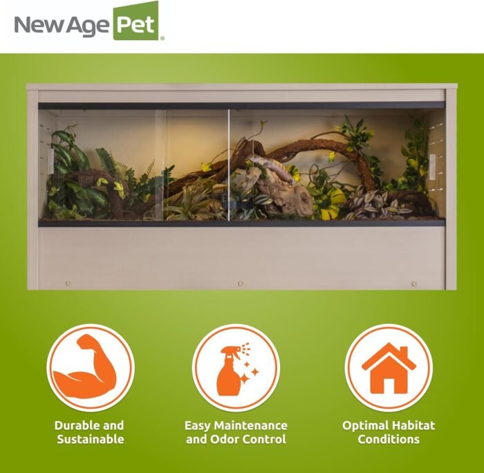 New Age Pet ECOFLEX 48" Mojave Reptile Lounge -Durable Wood Plastic Composite Habitat with Ventilation, Removable Glass Doors & Lock, Easy Assembly, for Tortoises, Snakes, Iguanas - Image 7