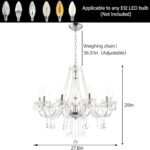 PAPAYA Crystal Chandeliers Clear Chandelier 25 * 27.5in 10-Light Modern Pendant Ceiling Lighting Fixture with Acrylic Crystals & Beads for Girls Room,Living Room,Kitchen Island,Entryway - Image 3