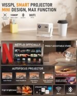 【Netflix Licensed & Auto focus Projector】VISSPL Smart Projector with WiFi and Bluetooth, Auto Focus & Keystone Protable Mini Projector with Stand, 4K Netflix Home Theater Projector - Image 3
