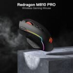 Redragon M810 Pro Wireless Gaming Mouse, 10000 DPI Wired/Wireless Gamer Mouse w/Rapid Fire Key, 8 Macro Buttons, 45-Hour Reliable Power Capacity and RGB Backlit for PC/Mac/Laptop - Image 3