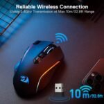 Redragon M810 Pro Wireless Gaming Mouse, 10000 DPI Wired/Wireless Gamer Mouse w/Rapid Fire Key, 8 Macro Buttons, 45-Hour Reliable Power Capacity and RGB Backlit for PC/Mac/Laptop - Image 5