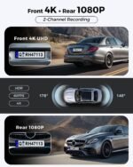 Dash Cam Front and Rear: 4K+1080P FHD Dual Dash Camera for Cars with Night Vision, 2 Channel HDR Dash Camera, 24H Parking Mode Car Camera, Built-in GPS, WiFi 6, Free 64GB Card - Image 3