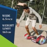 Electric Hoverboard with LED Bluetooth Wheels Chrome Color Self Balance Scooter for Kids, Teenager (Chrome Red) - Image 6
