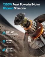 Electric Bike for Adults 1350W Peak, 48V 20AH Battery Ebike, 26" Fat Tire Full Suspension Electric Mountain Bike, 80 Miles Range, 28 MPH, 8 Speed, Torque Sensor, Labrador Pro - Image 5