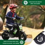Electric Dirt Bike for Kids- 250W Peak Motor, 24V 9AH Battery, Up to 12MPH & 12 Miles Range, Max Load 100 LBS, Off-Road Tire, 2-Speed Electric Motorcycle for Ages 3-11,Green - Image 4