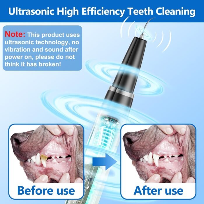 Dog Plaque Remover for Teeth,Pet Ultrasonic Tooth Cleaner,Teeth Cleaning Kit -Tartar Remover for Teeth Stains for Dogs and Cats (Black) - Image 4