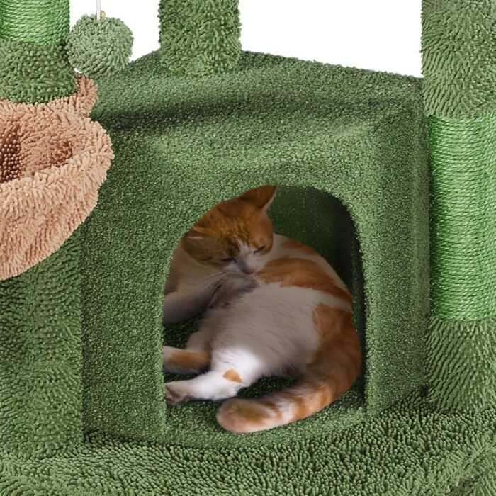 Yaheetech Cactus Cat Tree, 42in Cat Tower for Indoor Cats, Multi Level Kitten Condo Scratching Post, Cat Activity Center Pet Furniture w/Ball, Plush Perch, Platform, Basket - Image 5