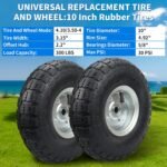(2 Pack) RRQ 10 Inch Pneumatic Wheel 4.10/3.50-4 Tire, 10" Pneumatic Wheels with 5/8" Bearings,2.2" Offset Hub for Garden Cart, Hand Truck, Lawn Cart, Mower - Image 4