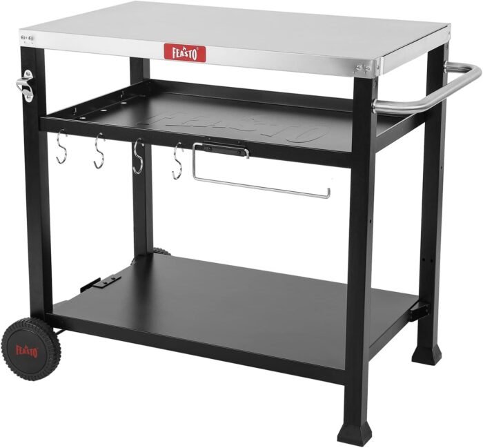 3-Shelf Outdoor Grill Table,Pizza Oven Table for Outside,Movable Grill Cart with Wheels,Indoor & Outdoor Cooking Station, Pizza Oven Stand for Ooni Blackstone Griddle 33.5”x 21.7” - Image 3