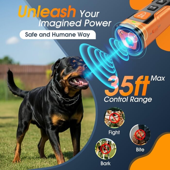 Dog Bark Deterrent Devices, Ultrasonic Anti Barking Device for Dogs, Stopping Own or Neighbor's Dog Barking,Portable Dog Training Device, Safe & Effective for Indoor & Outdoor Use, Orange - Image 3