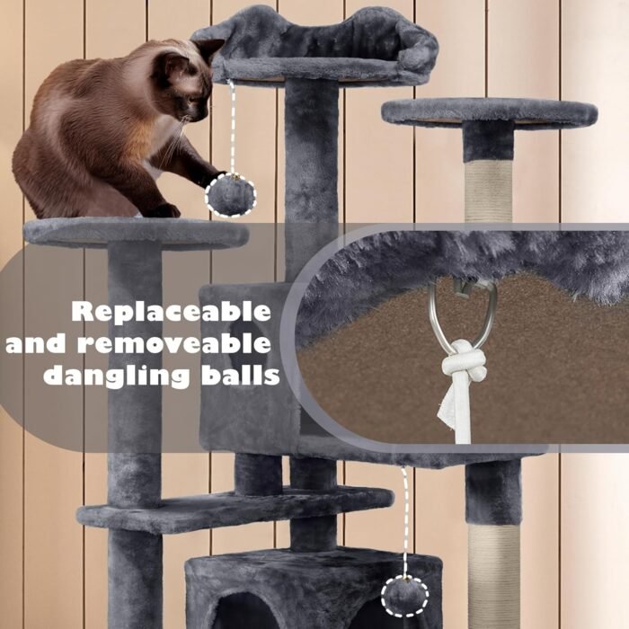 Yaheetech 54in Cat Tree Tower Condo Furniture Scratch Post for Kittens Pet House Play - Image 6