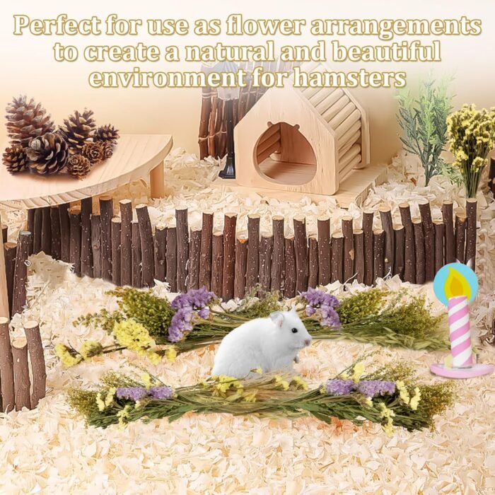 Sukh 42Pcs Herb Bedding Habitat Decor - Natural Flower Hamster Mate Herbs Sprays Cage Safe Pet Accessories Decorations Hideout for Hamsters Mouse Guinea Pig Dwarf Gerbils Syrian Mice - Image 6