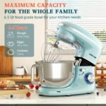 CHeflee Stand Mixer,660W 6+P With 6.5QT Stainless Steel Bowl,Dough Hook, Wire Whip & Beater,for Most Home Cooks,Blue - Image 4