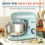CHeflee Stand Mixer,660W 6+P With 6.5QT Stainless Steel Bowl,Dough Hook, Wire Whip & Beater,for Most Home Cooks,Blue - Image 5