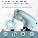 CHeflee Stand Mixer,660W 6+P With 6.5QT Stainless Steel Bowl,Dough Hook, Wire Whip & Beater,for Most Home Cooks,Blue - Image 6