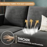 VICTONE Convertible Sectional Sofa Couch, 3 Seat L-Shaped Sofa with Linen Fabric Ottoman Small Couch for Small Apartments, Living Room and Office (Linen Fabric, Dark Gray) - Image 6