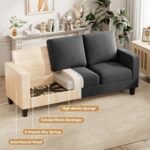 VICTONE Convertible Sectional Sofa Couch, 3 Seat L-Shaped Sofa with Linen Fabric Ottoman Small Couch for Small Apartments, Living Room and Office (Linen Fabric, Dark Gray) - Image 7