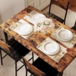 IRONCK Dining Table Set for 4, Wood Kitchen Table with Upholstered Chairs for Kitchen Room and Small Spaces, Rustic Brown - Image 6