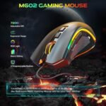 Redragon M602 Gaming Mouse, Ergonomic RGB Gaming Mouse Wired with 7200 Adjustable DPI, 9 Programmable Buttons, Professional Software for Gamer Office [Black] - Image 3