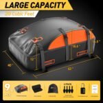 Asinking Car Rooftop Cargo Carrier Bag, 100% Waterproof Non-Rip 20 Cubic Feet Car Roof Bag for All Vehicles with/Without Rack, Includes Non-Slip Mat, Luggage Lock, 4 Door Hooks, Storage Bag - Image 4