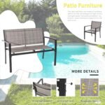 Shintenchi 4 Pieces Patio Furniture Set All Weather Textile Fabric Outdoor Conversation Set, with Glass Coffee Table, Loveseat, 2 Single Chairs for Home, Garden, Lawn, Porch（Light Brown） - Image 4