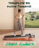 Walking Pad,Treadmill with Incline for Home Office, 2.5HP Portable Under Desk Treadmill with 265 Lbs Capacity,Remote Control, Led Display - Image 3