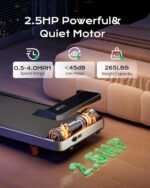 Walking Pad,Treadmill with Incline for Home Office, 2.5HP Portable Under Desk Treadmill with 265 Lbs Capacity,Remote Control, Led Display - Image 4