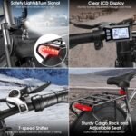 Electric Bike for Adults, Peak 1000W Ebike, 25MPH 60Miles Electric Mountain Bike, 26" Fat Tire Electric Bicycle with 48V 13AH Battery, Rear Rack, Front Suspension, 7 Speed, UL 2849 Certified - Image 6