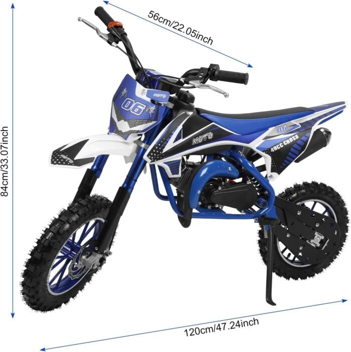 49cc Kids Dirt Bike, Mini Dirt Bike Gas Powered Off-Road Trail Bike, 2-Stroke Mini Motorcycle for Kids and Adults with Front and Rear Disc Brakes, Max Speed 40KM/H - Image 6