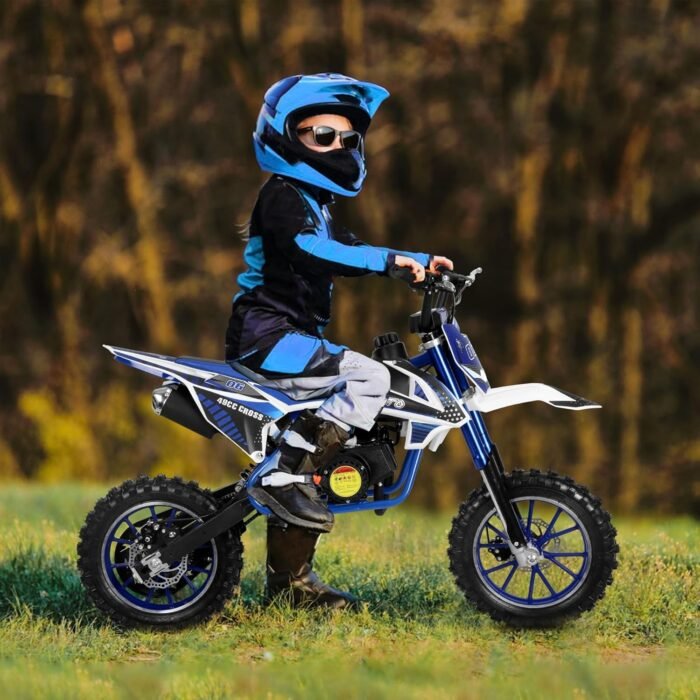 49cc Kids Dirt Bike, Mini Dirt Bike Gas Powered Off-Road Trail Bike, 2-Stroke Mini Motorcycle for Kids and Adults with Front and Rear Disc Brakes, Max Speed 40KM/H - Image 7
