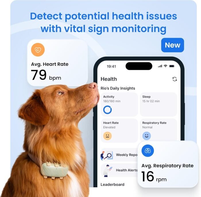Tractive XL Smart Dog GPS Tracker | Live Pet Tracker with Virtual Fence | Vital Signs Monitoring of Heart & Respiratory Rate | Up to 1-Month Battery Life | Dog Collar Attachment (Green) - Image 5