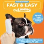 Dog Ear Cleaner Wipes – Finger Wipes for Dogs & Cats – Cleaning, Soothing, & Deodorizing Itchy Ears – Pet Ear Relief Solution (Coconut) - Image 3