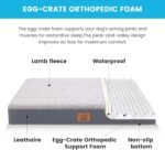 Orthopedic Dog Bed for Large Dogs - Big Waterproof Dog Crate Bed with Removable Washable Cover, Egg Crate Foam Support, Anti-Slip Bottom, Deluxe Plush Pet Bed Mat (Grey) - Image 3