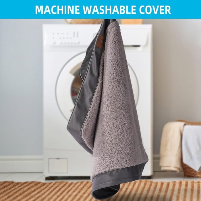 Orthopedic Dog Bed for Large Dogs - Big Waterproof Dog Crate Bed with Removable Washable Cover, Egg Crate Foam Support, Anti-Slip Bottom, Deluxe Plush Pet Bed Mat (Grey) - Image 4