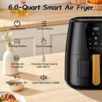 5.8 QT Large Digital Air Fryer with Window for Kitchen Use,Nonstick Made without PFAS, Touchscreen Display,400F,Customized Temp/Time,NonStick Basket,Black - Image 3