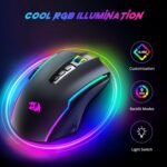 Redragon Gaming Mouse, Wireless Mouse Gaming with 8000 DPI, PC Gaming Mice with Fire Button, RGB Backlit Programmable Ergonomic Mouse Gamer, Rechargeable, 70Hrs for Windows, Mac Gamer, Black - Image 3