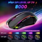Redragon Gaming Mouse, Wireless Mouse Gaming with 8000 DPI, PC Gaming Mice with Fire Button, RGB Backlit Programmable Ergonomic Mouse Gamer, Rechargeable, 70Hrs for Windows, Mac Gamer, Black - Image 5