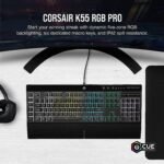 Corsair K55 RGB PRO Membrane Wired Gaming Keyboard – IP42 Dust and Spill-Resistant – 6 Macro Keys with Elgato Integration – iCUE Compatible – QWERTY NA – PC, Mac, Xbox – Black - Image 3
