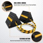 Rubber Wheel Chocks for RV Trailer Camper Truck Car Aircraft Boat, Versatile Rubber Chocks Block Stopper for Tire with Reflective Strips, Utility Trailer Camper RV Accessories - Image 3