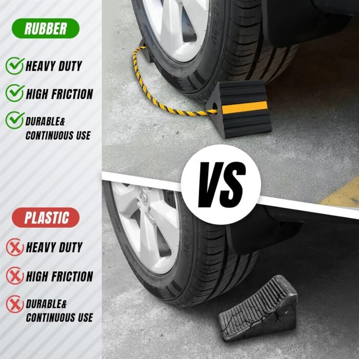 Rubber Wheel Chocks for RV Trailer Camper Truck Car Aircraft Boat, Versatile Rubber Chocks Block Stopper for Tire with Reflective Strips, Utility Trailer Camper RV Accessories - Image 7