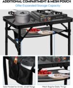 MSDADA Folding Grill Table, Height Adjustable Aluminum Table with Mesh Desktop and Mesh Bag, Portable Grill Table for Outdoor Camping, Picnic, Patio, Dining, BBQ, Party, Black, 23.6×15.7 inch - Image 6