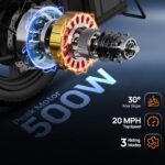 URLIFE Electric Bike for Adults, 14" Folding Electric Bike, 500W Peak Motor, 48V 375Wh Removable Battery, 15.5 MPH, 40 Miles Long Range, Mini E Bikes for Adults and Teens, UL Certification - Image 3