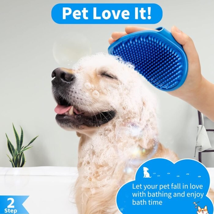 Comotech 6PCS Dog Bath Brush & Dog Toothbrush | Adjustable Handle Shampoo Brush & Scrubber for Short & Long Haired Dogs & Cats | Effectively Solve Odor & Stain Removal Problems | Pet Supplies (Blue) - Image 4