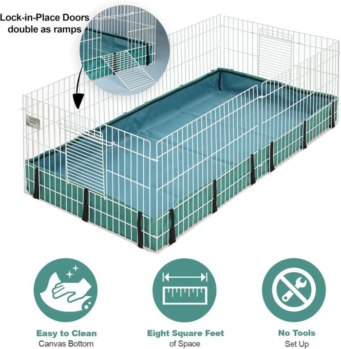 MidWest Homes for Pets Guinea Habitat Cage, Washable PVC Canvas Bottom, Secure Sides, Tool-Free Setup, Expandable Small Animal Cage for Guinea Pigs, 171GH - Image 4