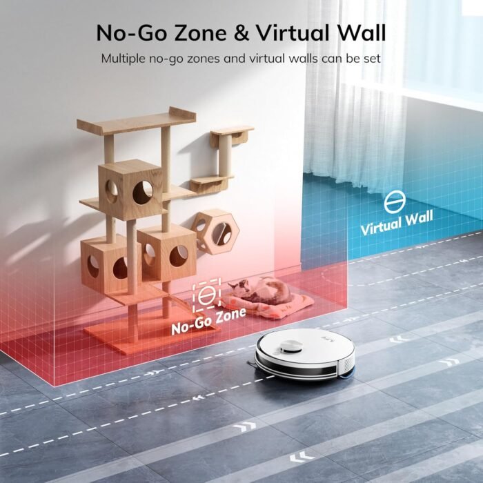 ILIFE A30 Pro Robot Vacuum and Mop, Self Emptying Station for 60 Days, 5000Pa Suction, LiDAR Navigation, No-Go Zones, 2.4G WiFi/App/Alexa/Remote Control, Roller Brush for Carpet, Hard Floors, 110V - Image 6