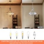 Crystal Chandeliers for Dining Room, Round Rustic Farmhouse Chandelier, Metal Shade, 4-Light Modern Brushed Nickel Chandelier for Hallway, Bedroom, Foyer - Image 4